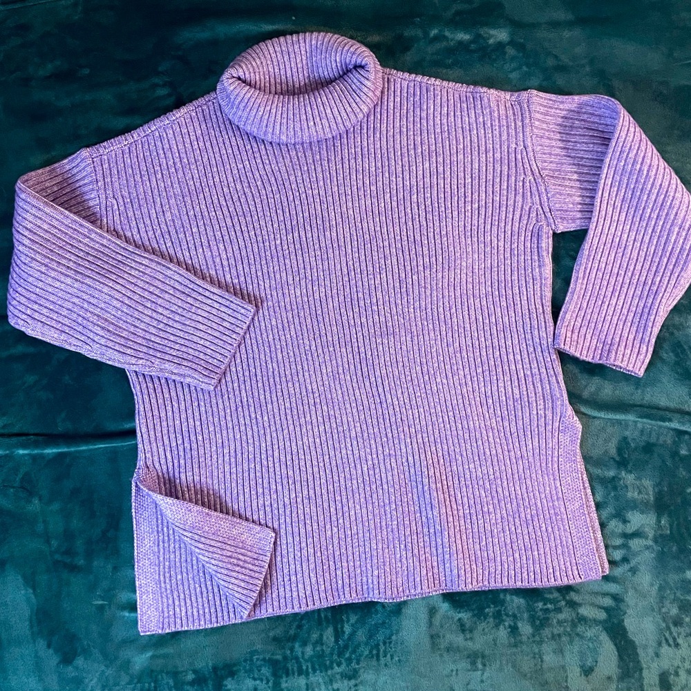 American Eagle Womens Sweater Large Purple Cable Knit Cotton Blend - Tag Removed